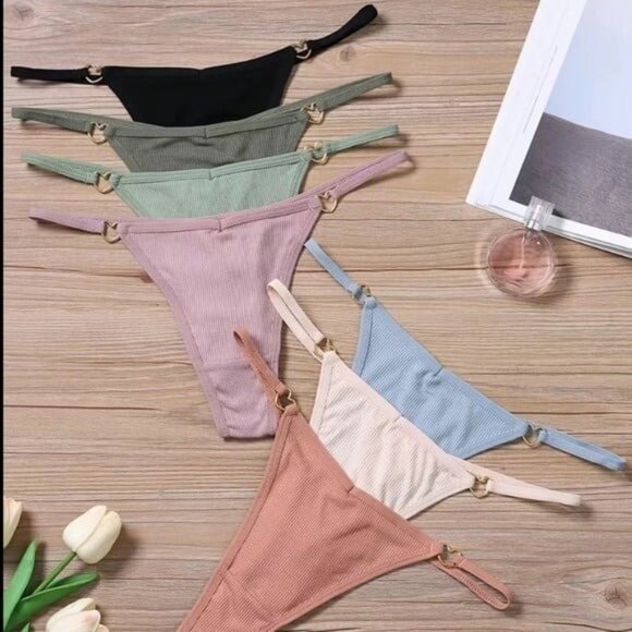 Women’s 7pc Soft Thong Panties Set Mid/High-Rise
